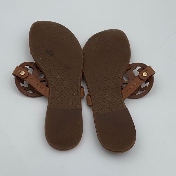 Tory Burch Miller thong Brown Leather Cutout Sandals size 7.5 - Picture 9 of 10